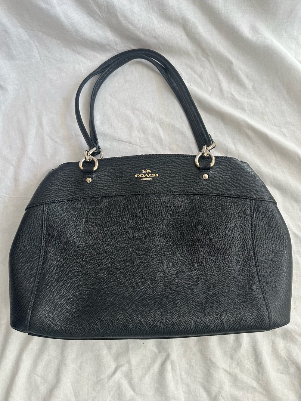 SOLD Coach - Large Brooke Carryall Handbag - Black Crossgrain Leather